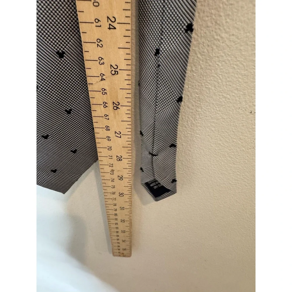 Disney Parks Tie Mens One Size Gray Silk Houndstooth Woven Mickey Mouse Necktie